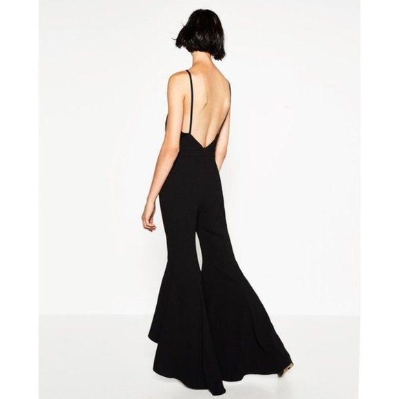 Zara Pants - NWT Zara Black Halter Flared Wide Leg Jumpsuit